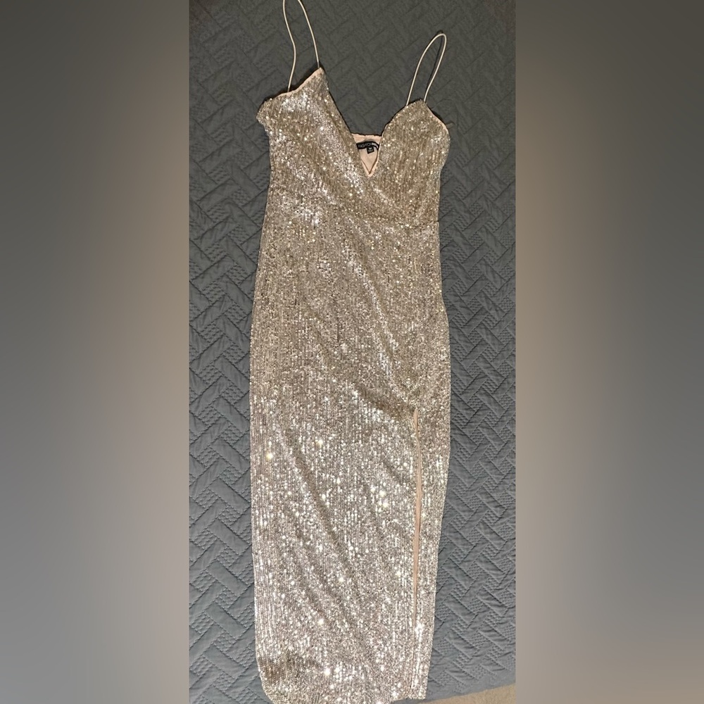 Elegant Silver Sequin Dress